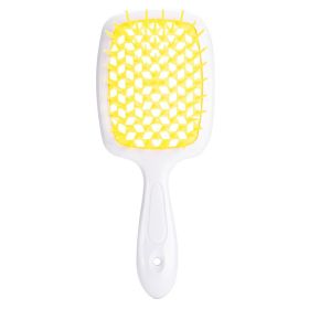 Hollow Mesh Comb Household Styling Comb Hollow Mesh Back Honeycomb Comb (Option: Yellow White Handle-OPP Bag)