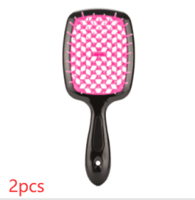 Hollow Mesh Comb Household Styling Comb Hollow Mesh Back Honeycomb Comb (Option: Rose Red Black Handle 2pcs-OPP Bag)