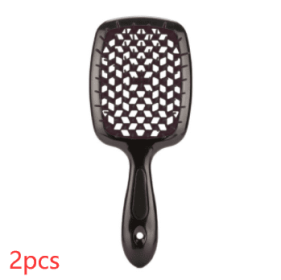 Hollow Mesh Comb Household Styling Comb Hollow Mesh Back Honeycomb Comb (Option: Black Black Handle 2pcs-OPP Bag)