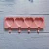 1pc Food Grade Silicone Ice Cream Mold 4 Grids Love-shaped Large Ice-cream Popsicle Mold Cake Soap Jelly Pudding Baking Mold