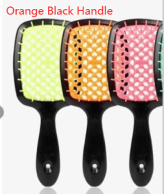 Hollow Mesh Comb Household Styling Comb Hollow Mesh Back Honeycomb Comb (Option: Orange Black Handle-PVC Boxed)
