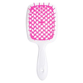 Hollow Mesh Comb Household Styling Comb Hollow Mesh Back Honeycomb Comb (Option: Rose Red White Handle-PVC Boxed)