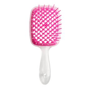 Hollow Mesh Comb Household Styling Comb Hollow Mesh Back Honeycomb Comb (Option: Rose Red Transparent Handle-PVC Boxed)